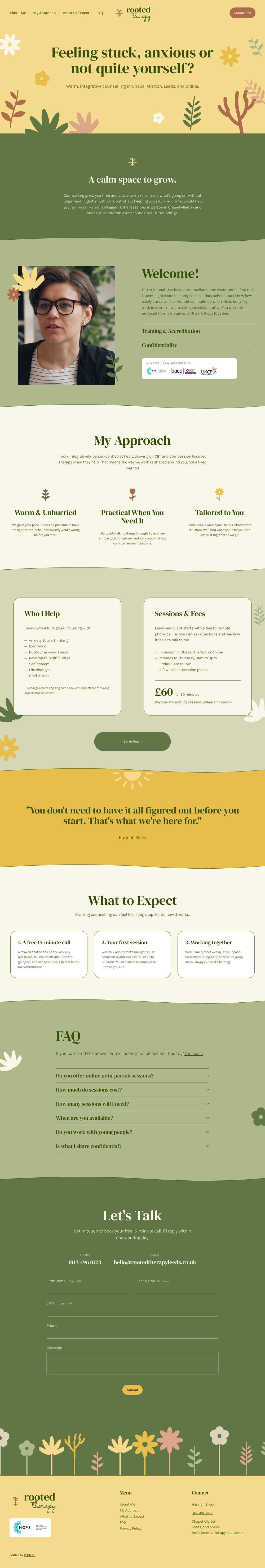 The full Joyful homepage, from the welcome section down to the footer